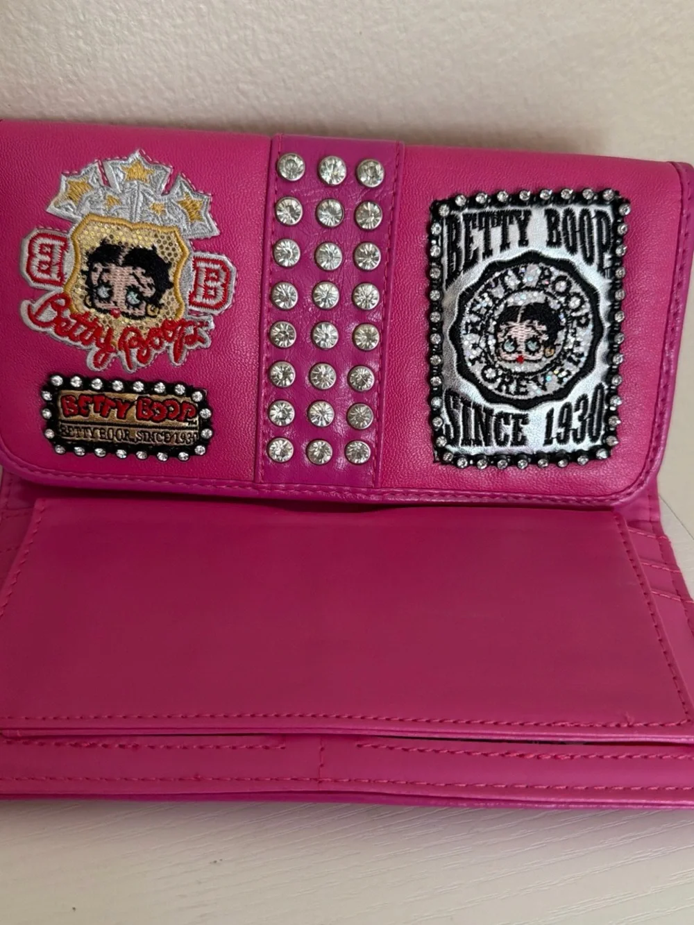 Betty Boop Hot Pink Embellished Clutch Wallet